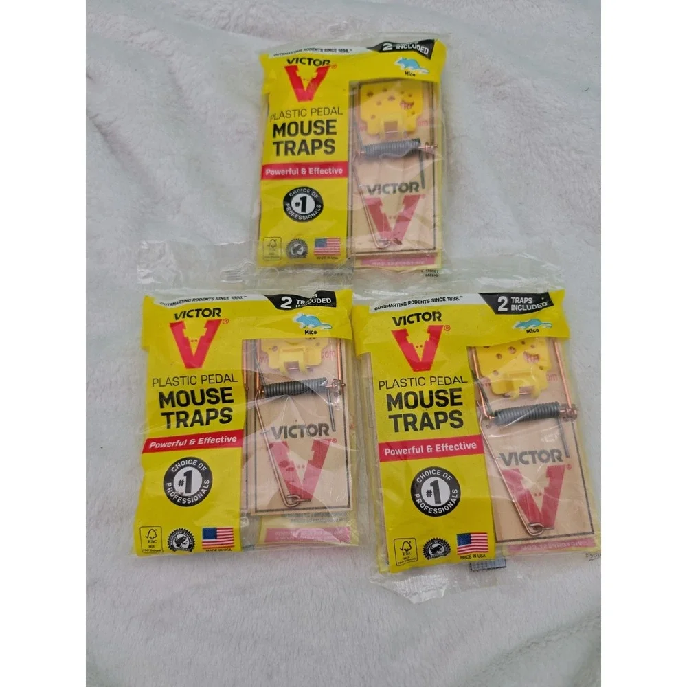 Victor Wide Pedal Mouse‎ Traps Wooden Reusable 6 TRAPS